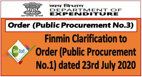 Finmin Clarification to Order (Public Procurement No.1) dated 23rd July 2020