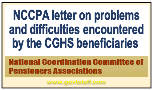 NCCPA letter on problems and difficulties encountered by the CGHS beneficiaries 