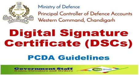 Guidelines on Digital Signature Certificate (DSCs) – PCDA Important Circular dated 15-09-2020