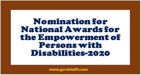 Nomination for National Awards for the Empowerment of Persons with Disabilities-2020 – Railway Board Order