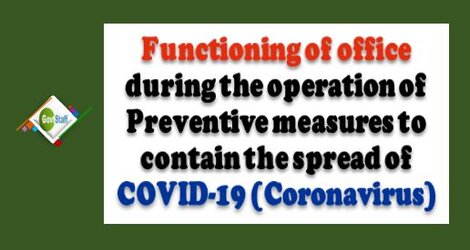 PCDA: Functioning of office during the operation of Preventive measures to contain the spread of COVID-19 (Coronavirus)