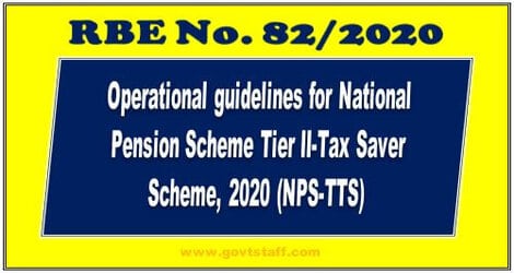 RBE No. 82/2020 :  Operational guidelines for National Pension Scheme Tier II-Tax Saver Scheme, 2020 (NPS-TTS)