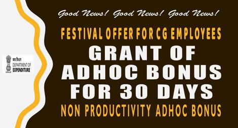 Ad-Hoc Bonus for 30 days to Central Government Employees for the year 2019-20