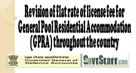 Revised rate of license fee for General Pool Residential Accommodation (GPRA) throught the country