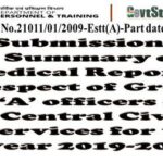 Submission of Summary of Medical Report in respect of CCS Group 'A' Officers - DoPT OM dated 26-11-2020