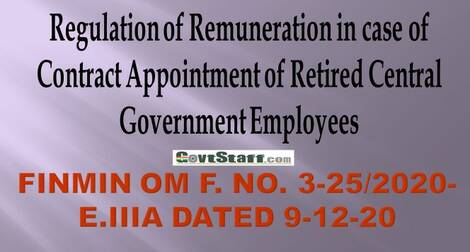 Contract Appointment of Retired Central Government Employees – Regulation of Remuneration – reg