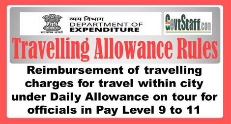 Production of receipt/vouchers for reimbursement of Travelling charges for travel within the city admissible under Daily Allowance on tour – Circular No. 152