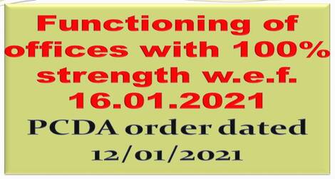 Functioning of offices with 100% strength w.e.f. 16.01.2021 with strict compliance of COVID-19 protocol and preventive measures