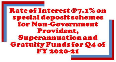 Rate of Interest @7.01% on Special Deposit Schemes for Q4 of FY 2020-21