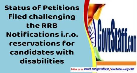 Status of Petitions filed challenging the RRB Notifications i.r.o. reservations for candidates with disabilities