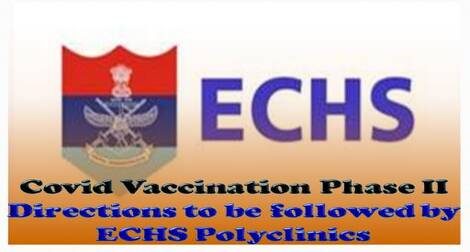 Covid Vaccination Phase II : Directions to be followed by ECHS Polyclinics – ECHS order dated 08-03-2021 Covid Vaccination Phase II : Directions to be followed by ECHS Polyclinics – ECHS order dated 08-03-2021