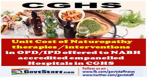 CGHS : Unit cost of Naturopathy therapies / interventions in OPD/IPD for NABH accredited empanelled Hospitals