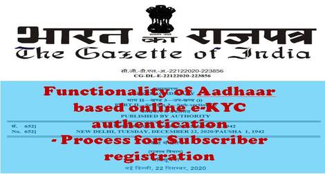 Functionality of Aadhaar based online e-KYC authentication – Process for Subscriber registration – PFRDA Circular dated 27-04-2021