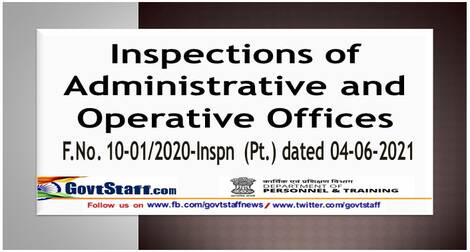 Inspections of Administrative and Operative Offices: Department of Posts OM dated 04.06.2021