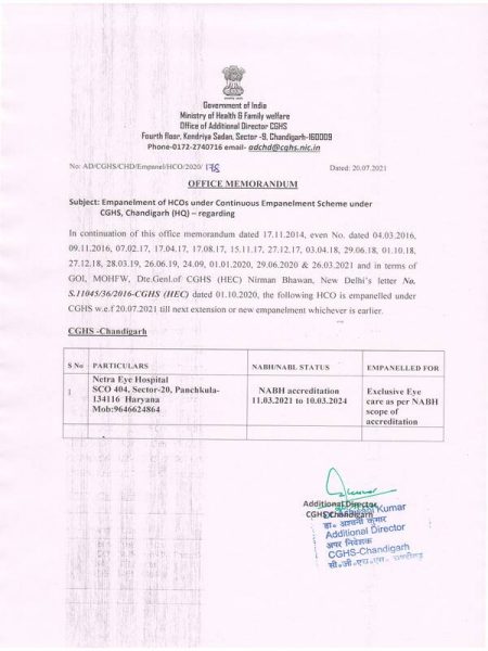 empanelment-of-netra-eye-hospital-haryana-under-cghs-chandigarh-cghs-o-m-dated-20-07-2021