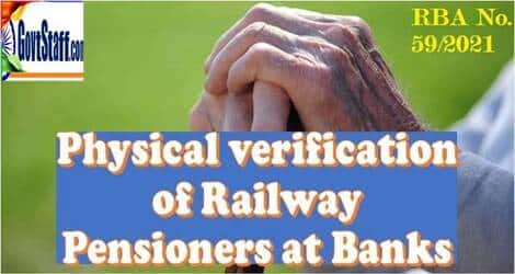 Physical verification of Railway Pensioners at Banks – Checklist for staff nominated for verification: RBA No. 59/2021