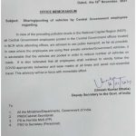 Sharingpooling of vehicles by Central Government employees DoPT’s instructions to use Public Vehicle in view of Pollution