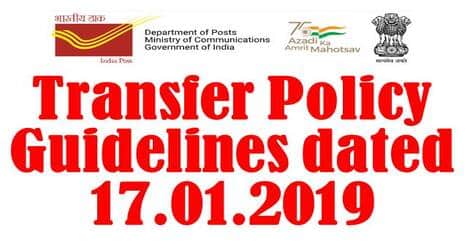 Transfer Policy Guidelines by Department of Posts – order dated 31.12.2021