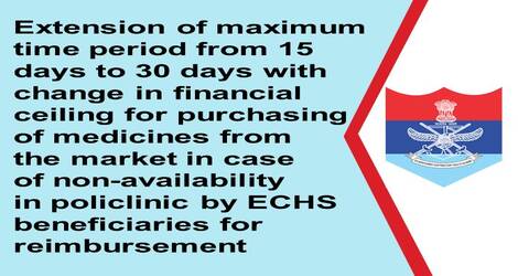 Extension of maximum time period from 15 days to 30 days for purchase of medicines from the market – ECHS order dated 01.04.2022