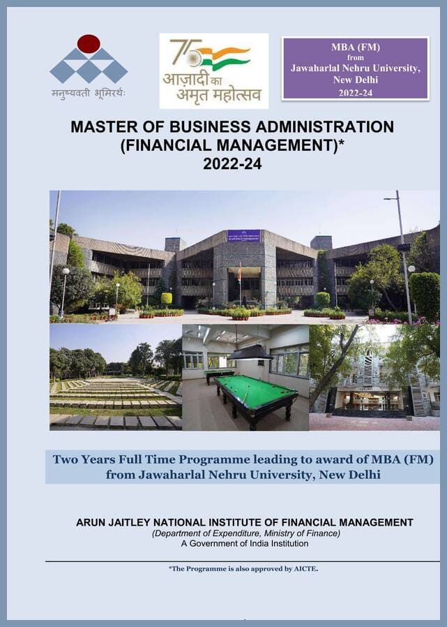 Two-year Master of Business Administration in Financial Management Program, 2022-24 at AJNIFM/ Faridabad