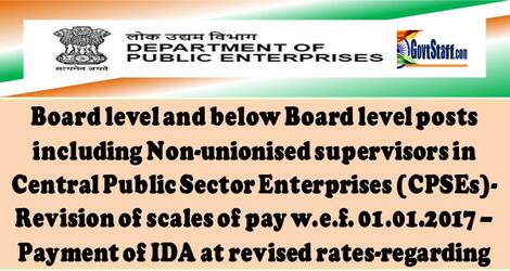 Payment of IDA at 32.5% to CPSE Employees wef 01-07-2022 for revised scale of pay w.e.f. 01.01.2017