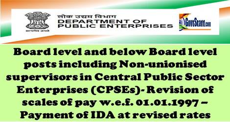 Payment of IDA at 391.0% to CPSE Employees wef 01-07-2022 for revised scale of pay w.e.f. 01.01.1997 