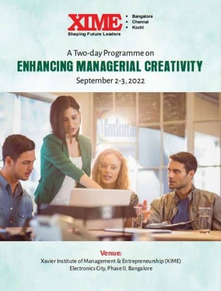two-day-programme-on-enhancing-managerial-creativity-from-2-3-sep-2022-at-the-xavier-institute-of-management-entrepreneurship-xime-bangalore
