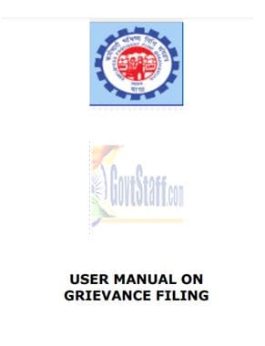 Online Grievance Handling System for EPF Employees – User Manual on Grievance filing