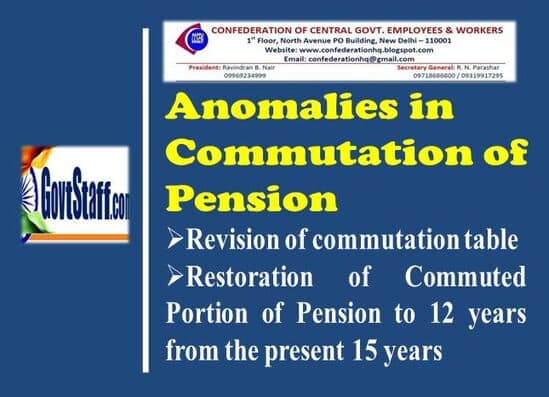 Anomalies in Commutation of Pension – Revision of commutation table, Restoration of Commuted Portion of Pension to 12 years from the present 15 years: Confederation Circular