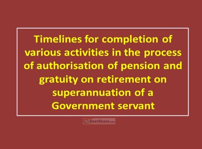 Timelines for completion of process of authorisation of pension and gratuity on retirement on superannuation of a Govt. servant – PCDA(Pension) Circular No. C-221