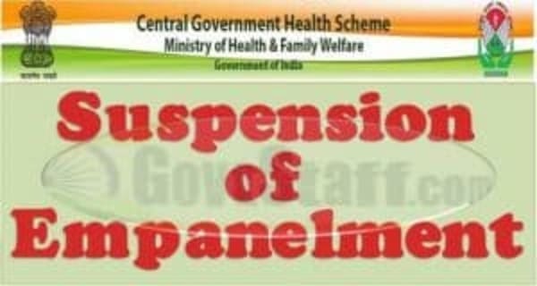 Suspension of PARAS HMRI Hospital, Patna for a period of 06 (six) months from the panel of empanelled HCOs under CGHS Patna