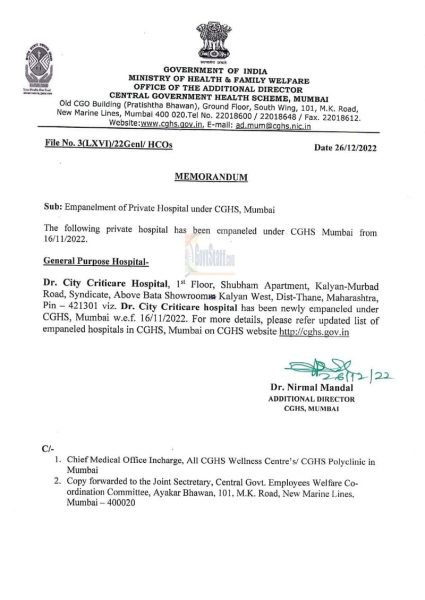 empanelment-of-dr-city-criticare-hospital-under-cghs-mumbai