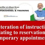 reiteration of instructions relating to reservation in temporary appointments dopt om