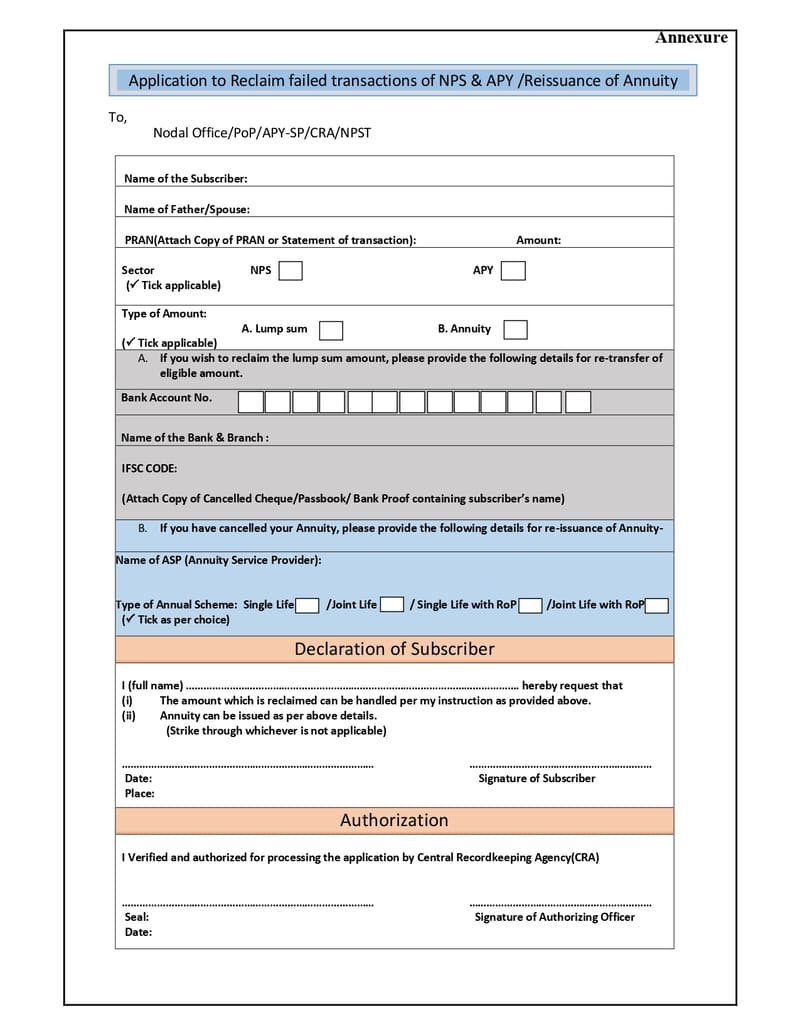 Reinvestment of Returned & Unsuccessful Transaction amount into the same PRAN – Ease of reclaiming the amount by Subscriber through My Withdrawal Module(MWM): PFRDA Circular 