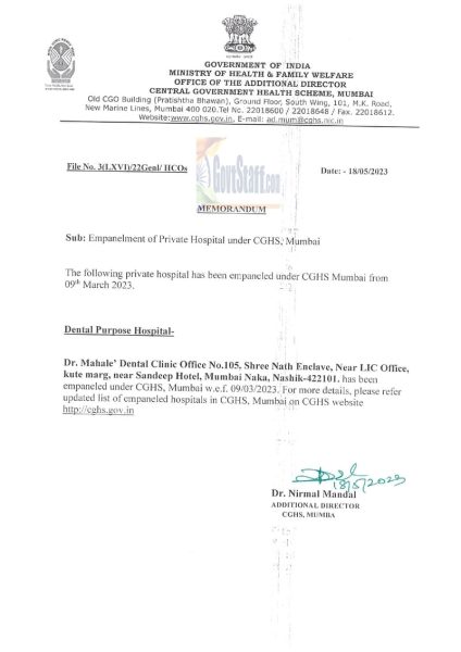 dr-mahale-dental-clinic-nashik-under-cghs-mumbai-from-09-march-2023