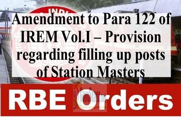 Amendment in the Provision for filling up posts of Station Masters in Level 6 against 25% General Selection Quota – RBE No. 79/2023