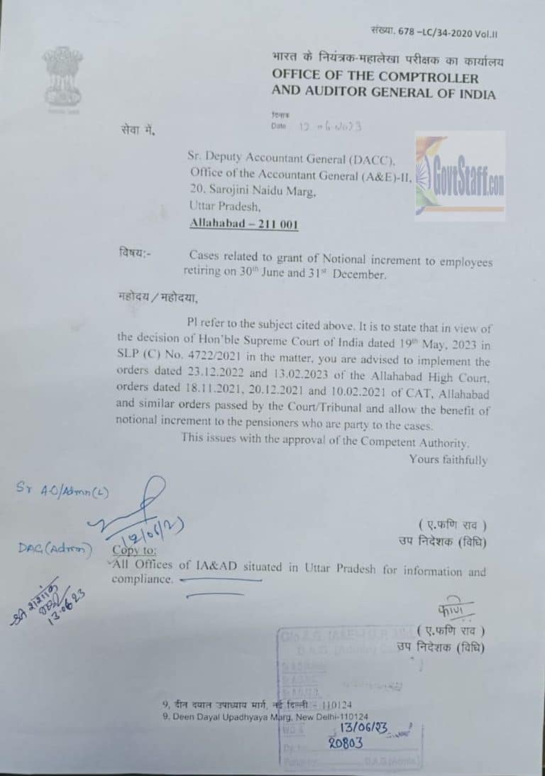 Cases Related To Grant Of Notional Increment To Employees Retiring On cases-related-to-grant-of-notional-increment-to-employees-retiring-on