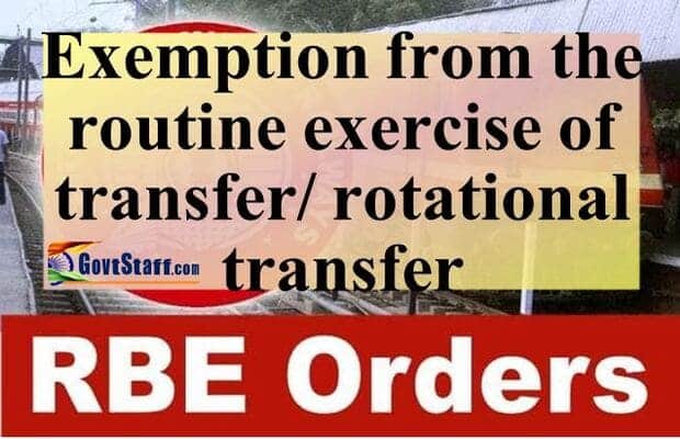 Exemption from the routine exercise of transfer/rotational transfer: RBE No. 74/2023