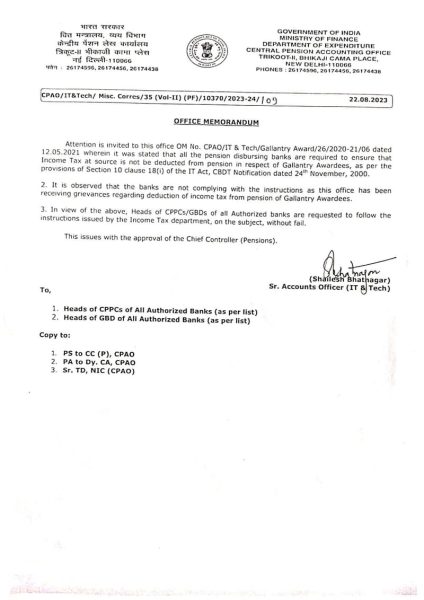 pension-in-respect-of-gallantry-awardees-income-tax-is-not-deductible-from-pension-in-respect-of-gallantry-awardees-cpao-writes-to-bank-dt-22-08-2023