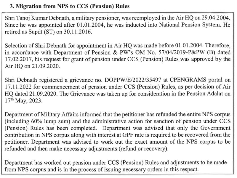 Migration from NPS to CCS (Pension) Rules – DoP&PW Success Story
