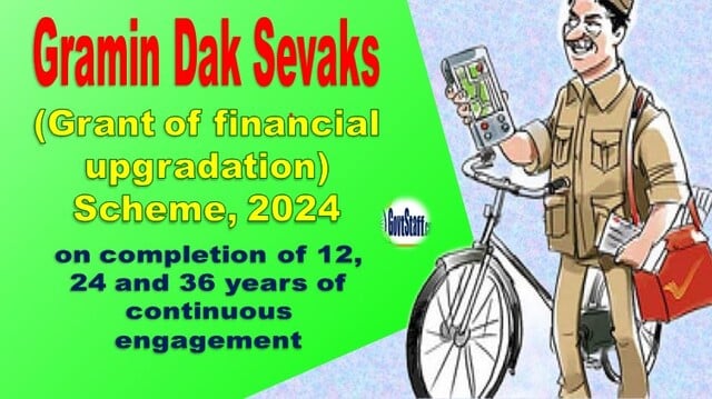 Gramin Dak Sevaks Grant of Financial Upgradation Scheme 2024 on completion of 12, 24 and 36 years of continuous engagement – Deptt. of Posts O.M.