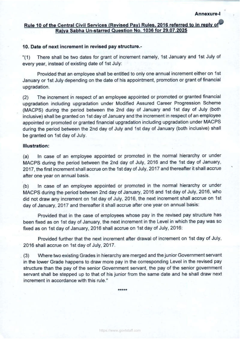 Qualifying Period for Next Increment of pay-stepped-up employees वेतन वृद्धि प्राप्त करने वाले कर्मचारियों के लिए अगली वेतन वृद्धि की अर्हता अवधि: Rajya Sabha Question and Answer