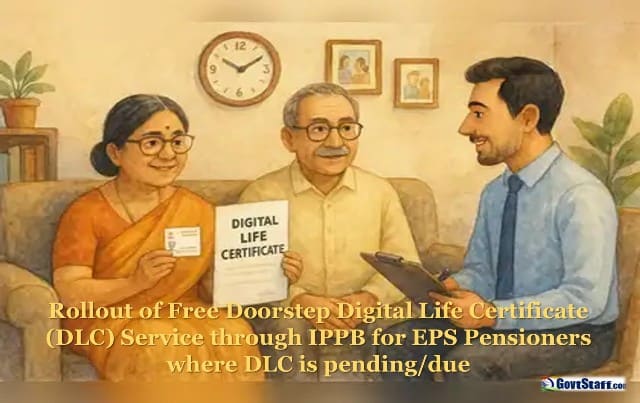 Rollout of Free Doorstep Digital Life Certificate (DLC) Service through IPPB for EPS Pensioners where DLC is pending/due – EPFO order dated 09-01-2026