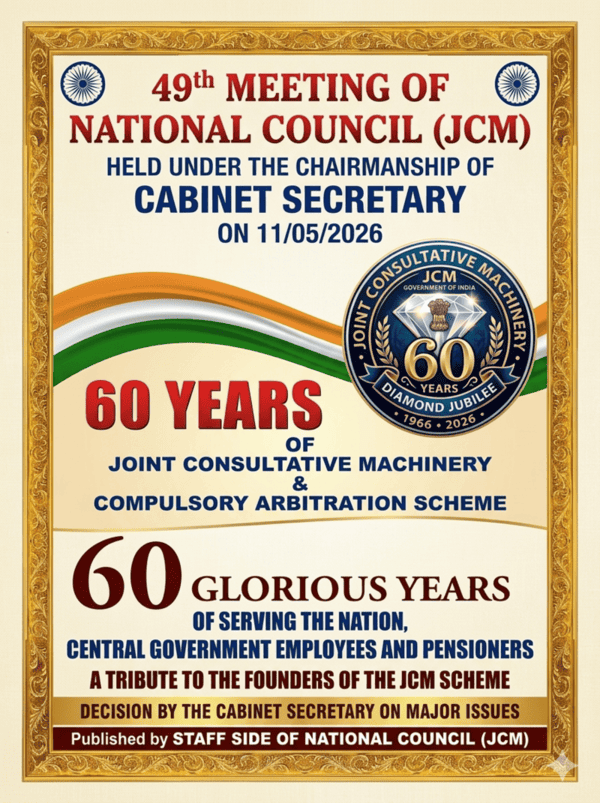 49th Meeting of National Council (JCM) held under the Chairmanship of Cabinet Secretary on 11/05/2026 – Decision by the Cabinet Secretary on major issues 49th Meeting of National Council (JCM) held under the Chairmanship of Cabinet Secretary on 11/05/2026 – Decision by the Cabinet Secretary on major issues