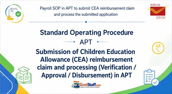 Procedure for submission and processing of Children Education Allowance (CEA) claims in APT 2.0: Department of Posts OM dated 23.05.2026