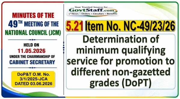 Determination of minimum qualifying service for promotion to different non-gazetted grades (DoPT): Item No. NC-49/4/26 of 49th Meeting of NC (JCM) Determination of minimum qualifying service for promotion to different non-gazetted grades (DoPT): Item No. NC-49/4/26 of 49th Meeting of NC (JCM)