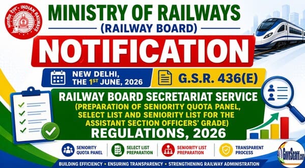 Railway Board Secretariat Service (Preparation of Seniority Quota Panel, Select List and Seniority List for the Assistant Section Officers’ Grade) Regulations, 2026