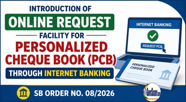 Personalized Cheque Book (PCB) through Internet Banking – Department of Post introduces online request facility vide SB Order No. 08/2026 Personalized Cheque Book (PCB) through Internet Banking – Department of Post introduces online request facility vide SB Order No. 08/2026