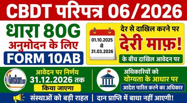 CBDT Circular 06/2026: Condonation of delay in filing Form 10AB for 80G Approval CBDT Circular 06/2026: Condonation of delay in filing Form 10AB for 80G Approval