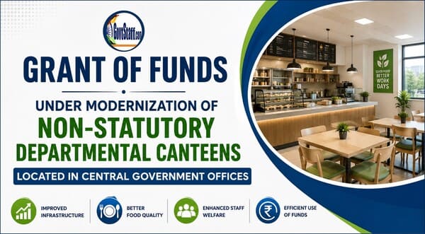 Grant of funds for Modernization of Central Government departmental canteens – DoPT OM dated 22-07-2026
